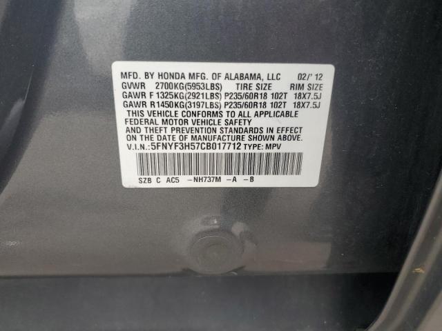 Photo 14 from auction – 2012 HONDA PILOT EXL with VIN 5FNYF3H57CB017712