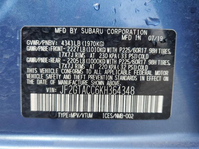 Photo 14 from auction – 2019 SUBARU CROSSTREK with VIN JF2GTACC6KH364348