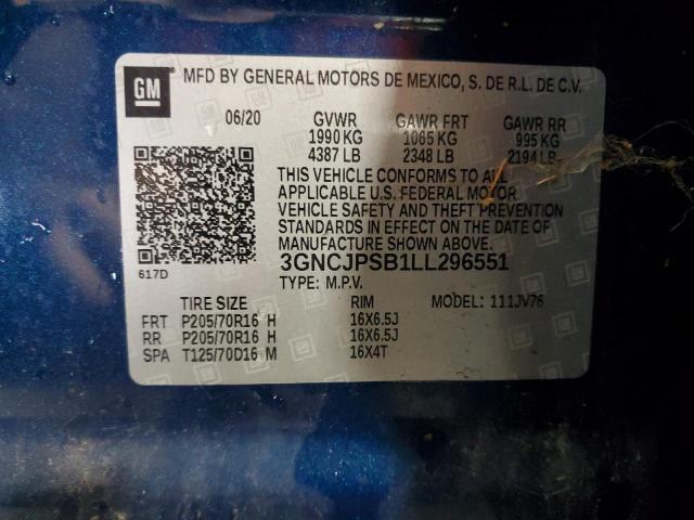 Photo 14 from auction – 2020 CHEVROLET TRAX 1LT with VIN 3GNCJPSB1LL296551