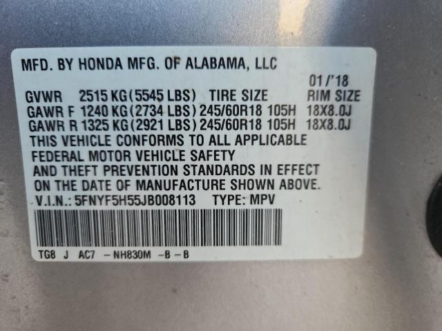 Photo 14 from auction – 2018 HONDA PILOT EXL with VIN 5FNYF5H55JB008113
