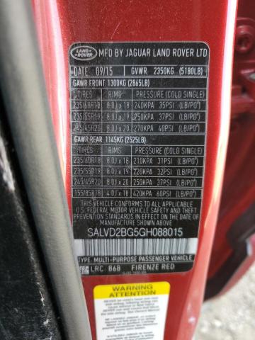 Photo 14 from auction – 2016 LAND ROVER RANGE ROVE with VIN SALVD2BG5GH088015