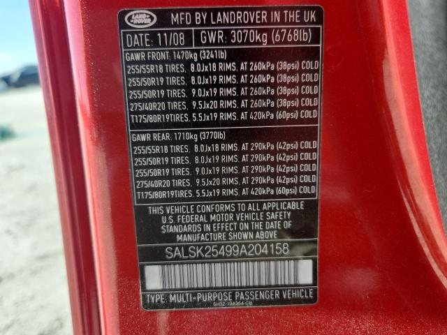 Photo 14 from auction – 2009 LAND ROVER RANGE ROVE with VIN SALSK25499A204158