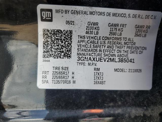 Photo 14 from auction – 2021 CHEVROLET EQUINOX LT with VIN 3GNAXUEV2ML385041