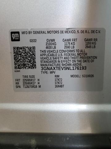 Photo 14 from auction – 2022 CHEVROLET EQUINOX LT with VIN 3GNAXTEV5NL176193