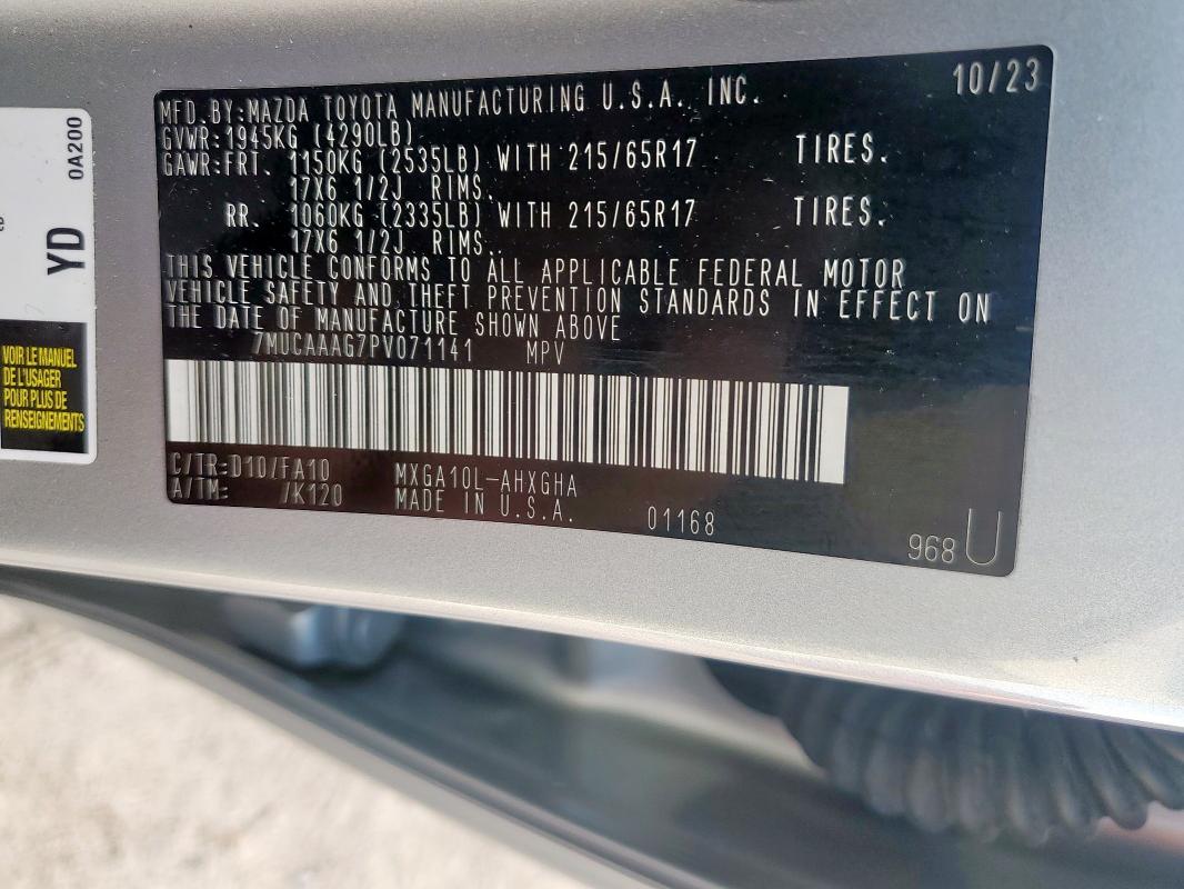 Photo 14 from auction – 2023 TOYOTA COROLLA CR with VIN 7MUCAAAG7PV071141