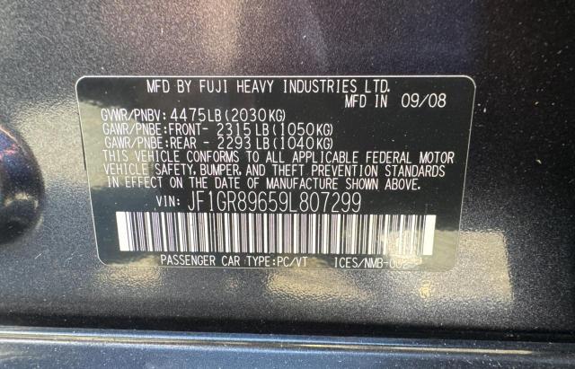 Photo 10 from auction – 2009 SUBARU IMPREZA WR with VIN JF1GR89659L807299