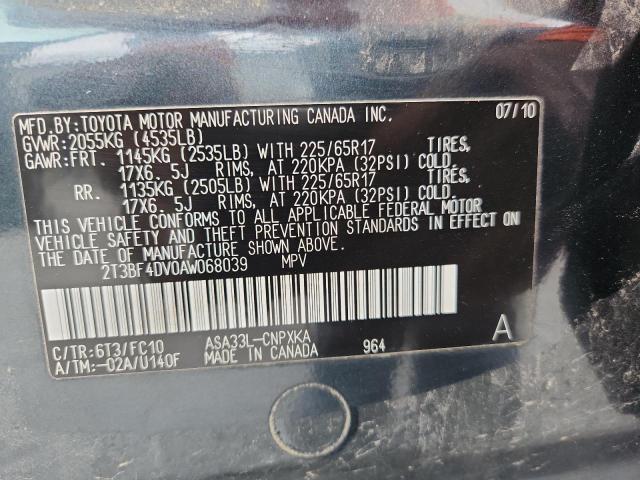 Photo 14 from auction – 2010 TOYOTA RAV4 with VIN 2T3BF4DV0AW068039