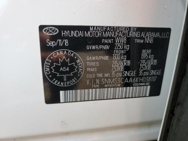 Photo 14 from auction – 2019 HYUNDAI SANTA FE S with VIN 5NMS3CAA6KH038117
