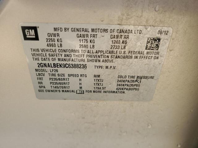 Photo 14 from auction – 2012 CHEVROLET EQUINOX LS with VIN 2GNALBEK9C6388236