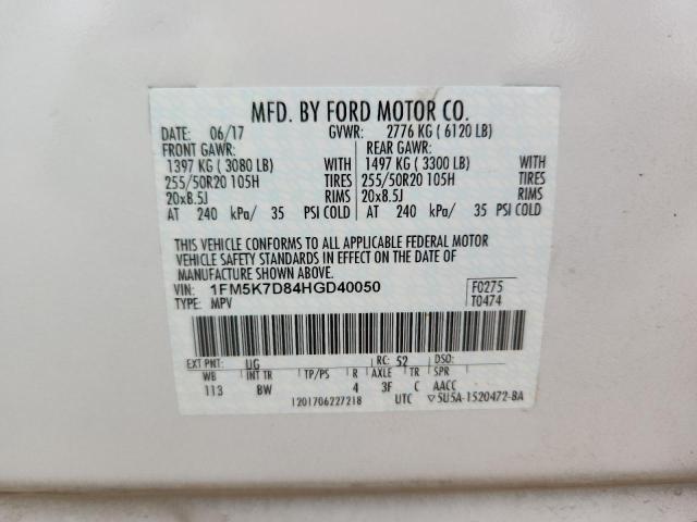 Photo 14 from auction – 2017 FORD EXPLORER X with VIN 1FM5K7D84HGD40050