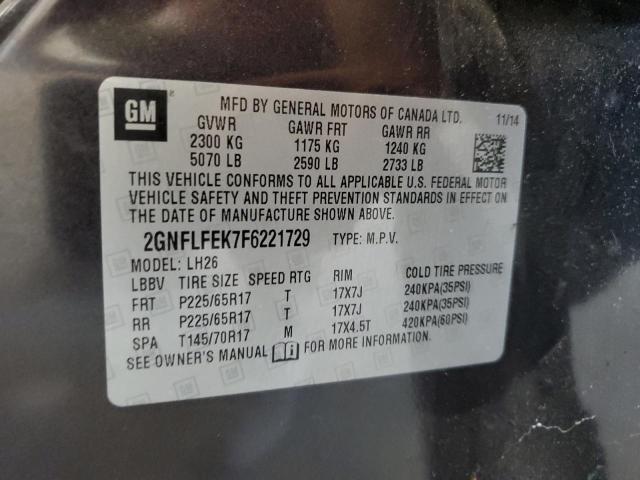 Photo 14 from auction – 2015 CHEVROLET EQUINOX LT with VIN 2GNFLFEK7F6221729