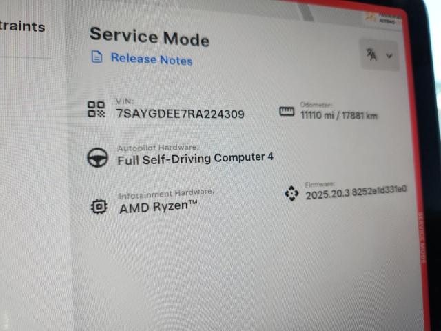 Photo 9 from auction – 2024 TESLA MODEL Y with VIN 7SAYGDEE7RA224309