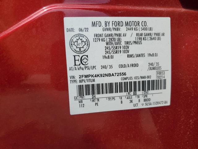 Photo 14 from auction – 2022 FORD EDGE TITANIUM with VIN 2FMPK4K92NBA72556