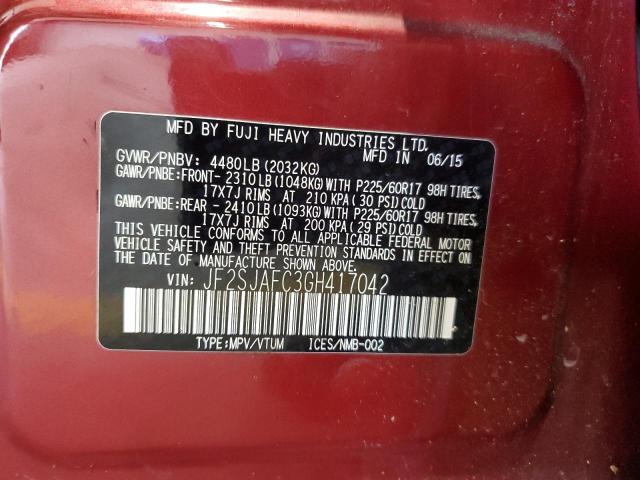 Photo 14 from auction – 2016 SUBARU FORESTER 2 with VIN JF2SJAFC3GH417042