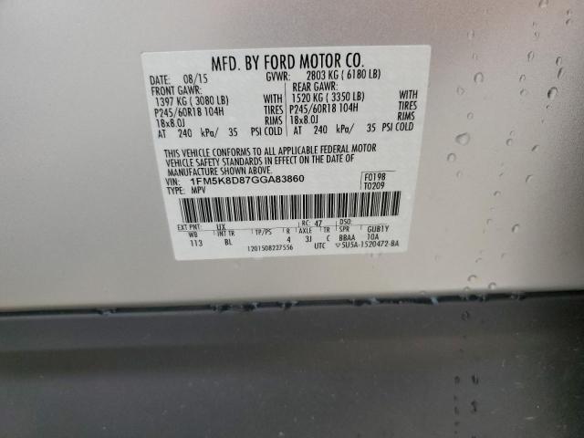 Photo 14 from auction – 2016 FORD EXPLORER X with VIN 1FM5K8D87GGA83860