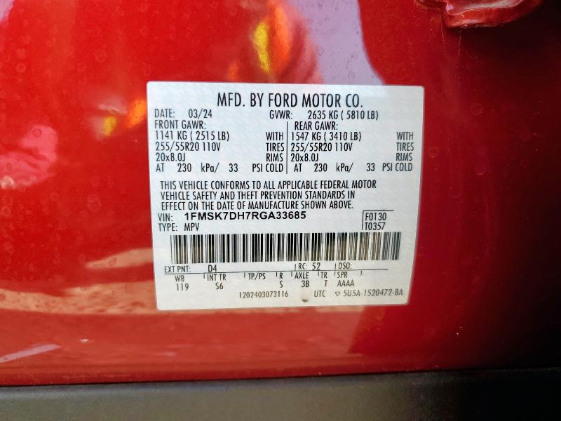Photo 14 from auction – 2024 FORD EXPLORER X with VIN 1FMSK7DH7RGA33685
