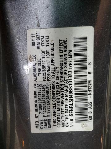 Photo 14 from auction – 2011 HONDA ODYSSEY EX with VIN 5FNRL5H49BB101383