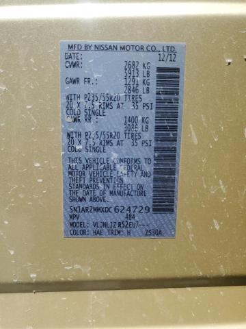 Photo 14 from auction – 2013 NISSAN PATHFINDER with VIN 5N1AR2MMXDC624729