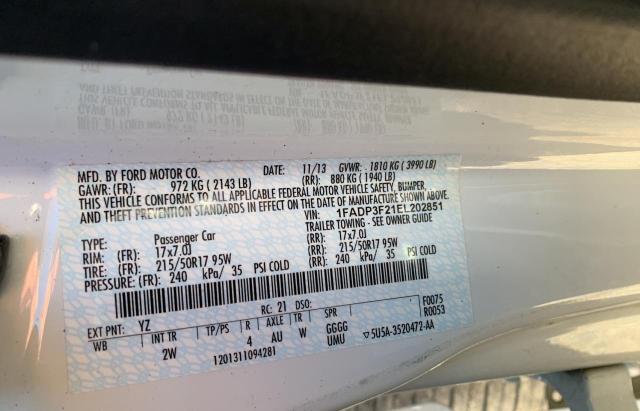 Photo 10 from auction – 2014 FORD FOCUS SE with VIN 1FADP3F21EL202851