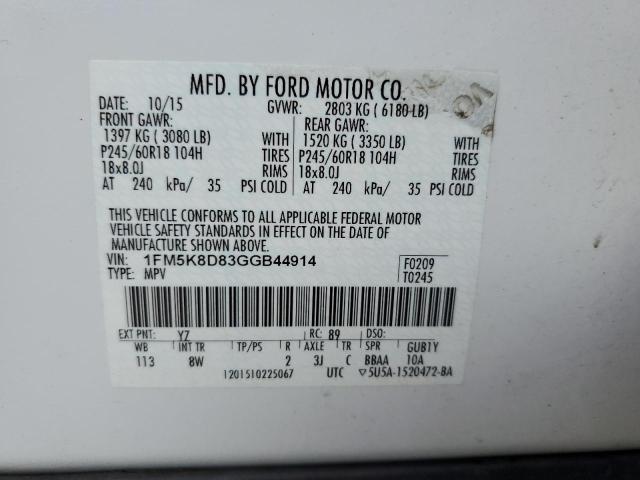 Photo 14 from auction – 2016 FORD EXPLORER X with VIN 1FM5K8D83GGB44914
