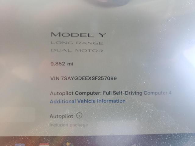 Photo 9 from auction – 2025 TESLA MODEL Y with VIN 7SAYGDEEXSF257099