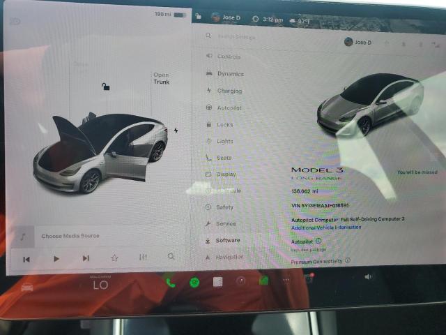 Photo 9 from auction – 2018 TESLA MODEL 3 with VIN 5YJ3E1EA5JF016591