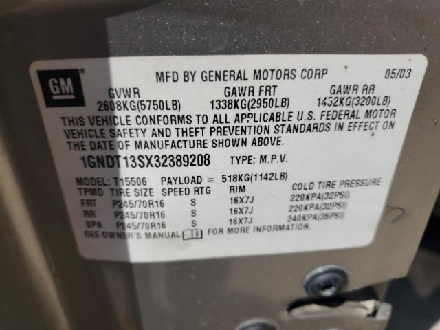 Photo 14 from auction – 2003 CHEVROLET TRAILBLAZE with VIN 1GNDT13SX32389208