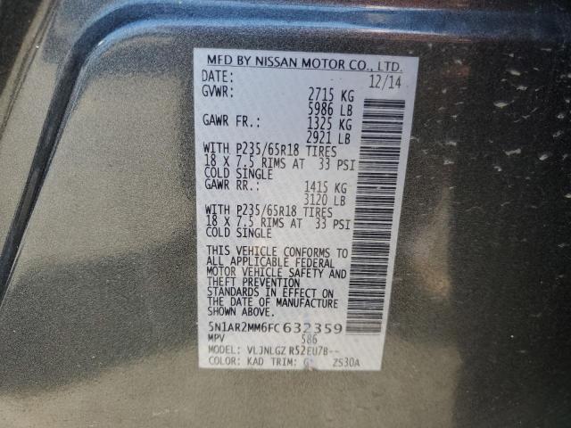 Photo 14 from auction – 2015 NISSAN PATHFINDER S with VIN 5N1AR2MM6FC632359