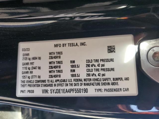 Photo 14 from auction – 2023 TESLA MODEL 3 with VIN 5YJ3E1EA4PF550190