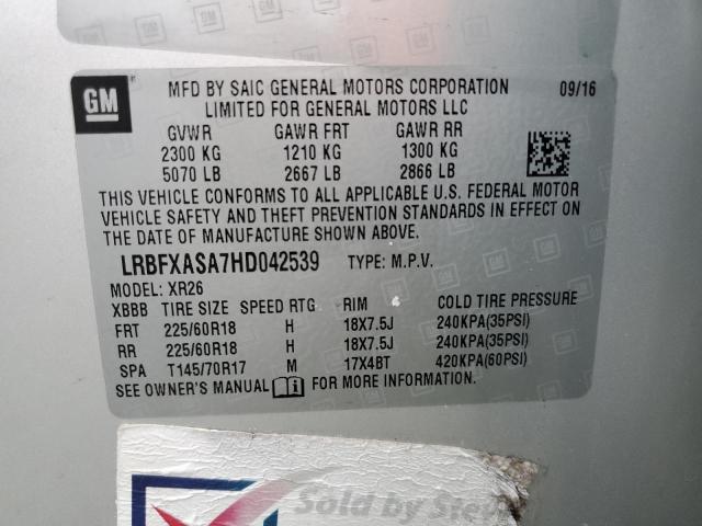 Photo 14 from auction – 2017 BUICK ENVISION P with VIN LRBFXASA7HD042539