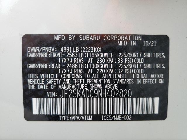 Photo 14 from auction – 2022 SUBARU FORESTER P with VIN JF2SKADC9NH402820