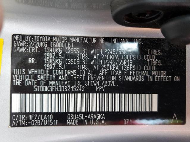 Photo 14 from auction – 2013 TOYOTA HIGHLANDER with VIN 5TDDK3EH3DS215242