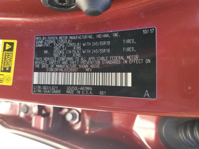 Photo 14 from auction – 2018 TOYOTA HIGHLANDER with VIN 5TDKZRFH6JS526907
