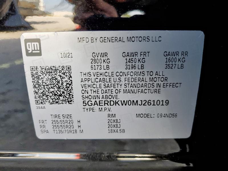 Photo 14 from auction – 2021 BUICK ENCLAVE AV with VIN 5GAERDKW0MJ261019