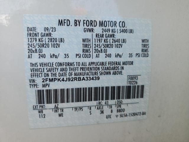Photo 14 from auction – 2024 FORD EDGE SEL with VIN 2FMPK4J92RBA33439