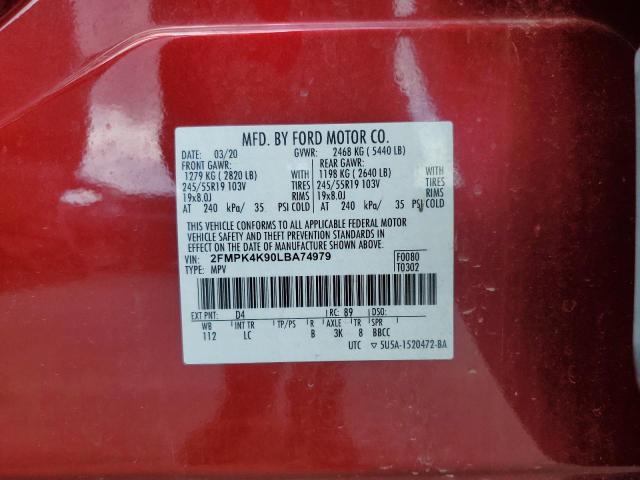 Photo 14 from auction – 2020 FORD EDGE TITAN with VIN 2FMPK4K90LBA74979
