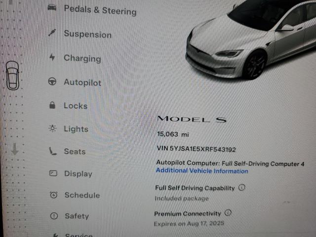Photo 9 from auction – 2024 TESLA MODEL S with VIN 5YJSA1E5XRF543192
