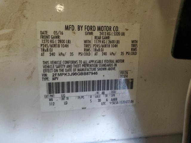 Photo 14 from auction – 2016 FORD EDGE SEL with VIN 2FMPK3J90GBB87946