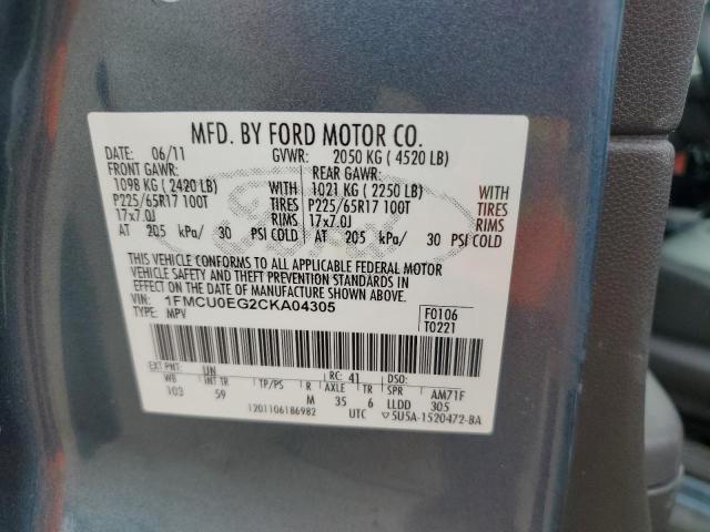 Photo 14 from auction – 2012 FORD ESCAPE LIM with VIN 1FMCU0EG2CKA04305