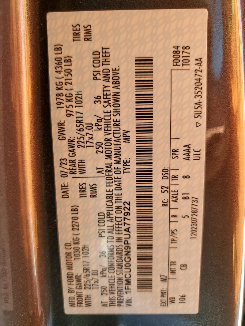 Photo 14 from auction – 2023 FORD ESCAPE ACT with VIN 1FMCU0GN9PUA77922
