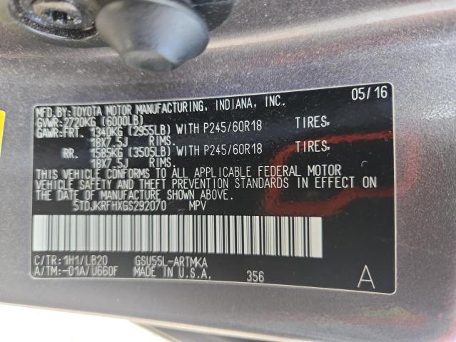 Photo 14 from auction – 2016 TOYOTA HIGHLANDER with VIN 5TDJKRFHXGS292070