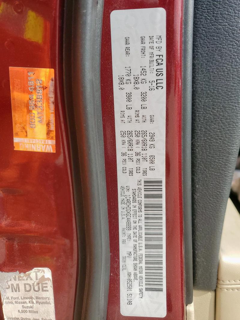 Photo 14 from auction – 2016 DODGE DURANGO LIMITED with VIN 1C4RDHDGXGC448899