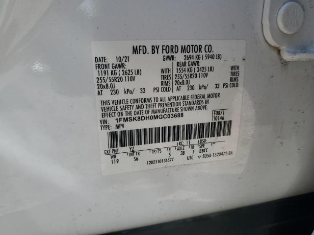 Photo 14 from auction – 2021 FORD EXPLORER XLT with VIN 1FMSK8DH0MGC03688