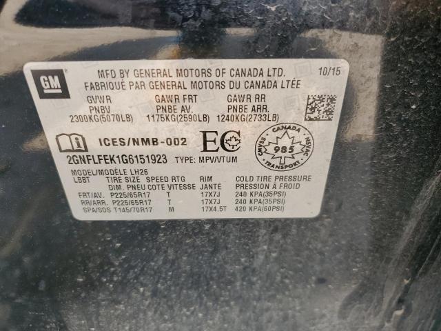 Photo 14 from auction – 2016 CHEVROLET EQUINOX LT with VIN 2GNFLFEK1G6151923