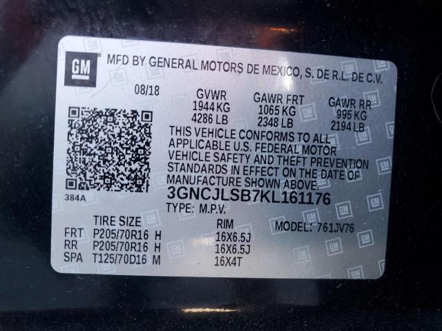 Photo 14 from auction – 2019 CHEVROLET TRAX 1LT with VIN 3GNCJLSB7KL161176