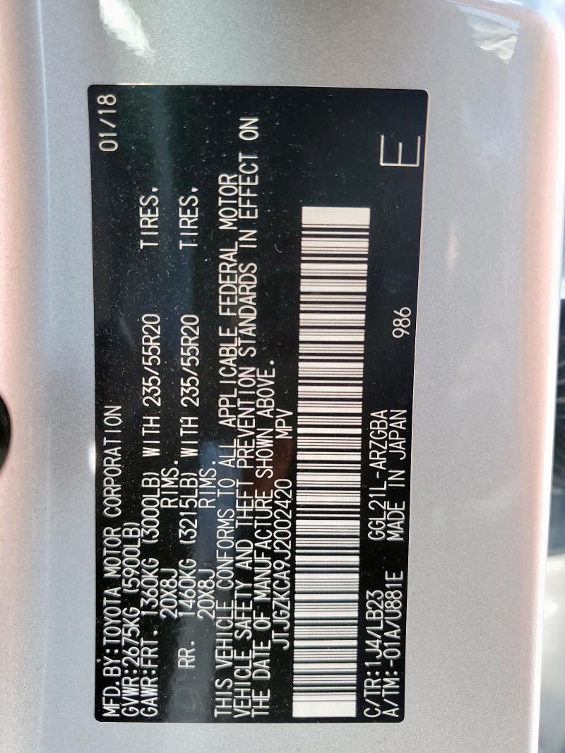 Photo 14 from auction – 2018 LEXUS RX 350 L with VIN JTJGZKCA9J2002420
