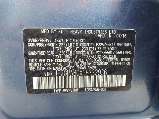 Photo 14 from auction – 2016 SUBARU CROSSTREK with VIN JF2GPABCXG8332936