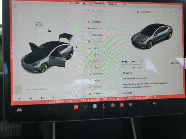 Photo 9 from auction – 2020 TESLA MODEL 3 with VIN 5YJ3E1EB8LF638100