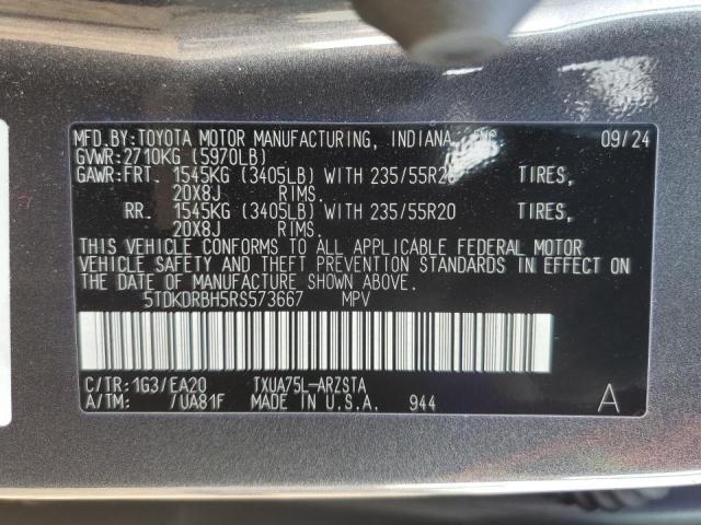 Photo 14 from auction – 2024 TOYOTA HIGHLANDER with VIN 5TDKDRBH5RS573667