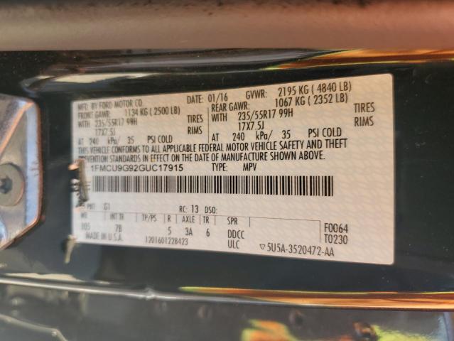 Photo 14 from auction – 2016 FORD ESCAPE SE with VIN 1FMCU9G92GUC17915